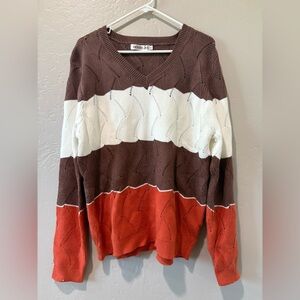 Hooklzo Brown/White/Orange Sweater